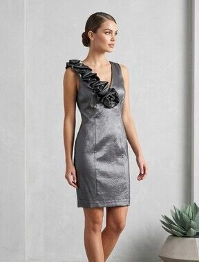 Pewter Sleeveless Formal Evening Dress size 12 EUC